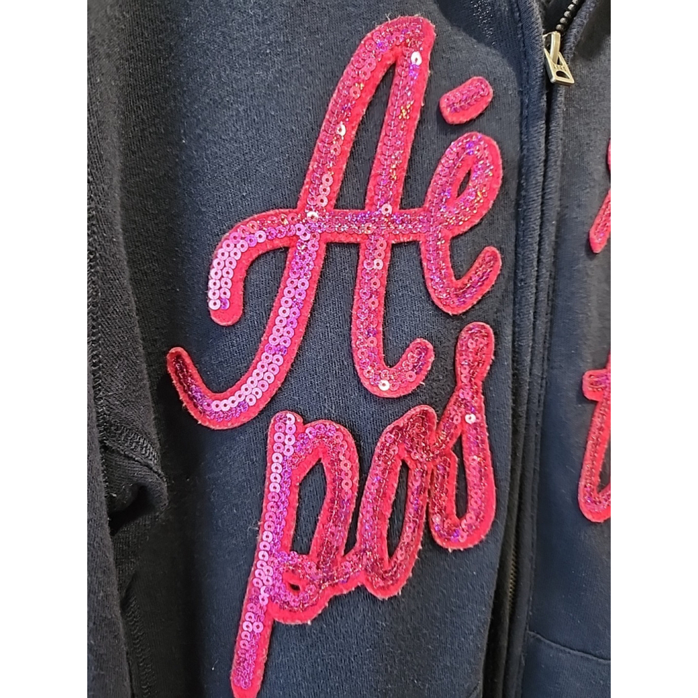 Aeropostale Zip Hoodie Womens Large Navy Pink 90s Y2K - Picture 3 of 16